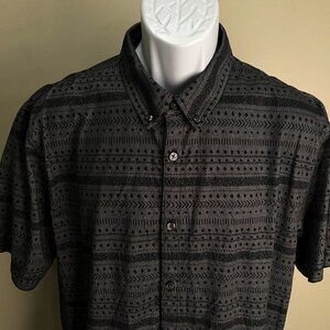 Linksoul Men's gray and black hawaiian tribal s/s golf shirt XL EUC